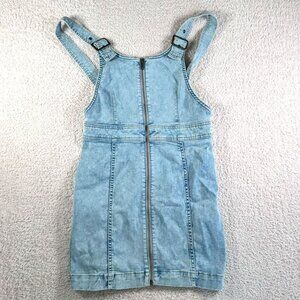 Free People Overall Mini Dress Full Zip Light Wash Denim Light Wash Size 6 Party